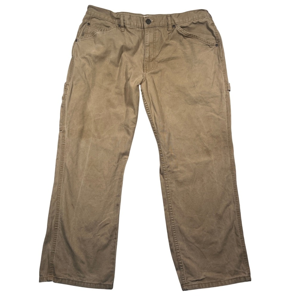 Schmidt Carpenter Pants Men 38x30 Tan Canvas Utility Workwear Rugged‎ Cotton